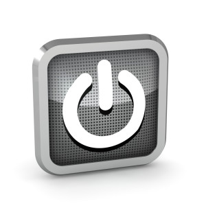 black power button icon on a white background